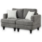 Lae 57 Inch Loveseat with 2 Throw Pillows Tufted Gray Chenille Upholstery By Casagear Home BM314859