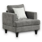 Lae 35 Inch Sofa Chair 1 Throw Pillow Tufted Gray Chenille Upholstery By Casagear Home BM314860