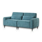 Tiu 74 Inch Sofa with 2 Lumbar Pillows Blue Chenille Metal Solid Wood By Casagear Home BM314862