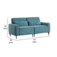 Tiu 74 Inch Sofa with 2 Lumbar Pillows Blue Chenille Metal Solid Wood By Casagear Home BM314862