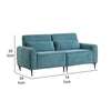 Tiu 74 Inch Sofa with 2 Lumbar Pillows Blue Chenille Metal Solid Wood By Casagear Home BM314862