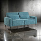 Tiu 74 Inch Sofa with 2 Lumbar Pillows Blue Chenille Metal Solid Wood By Casagear Home BM314862