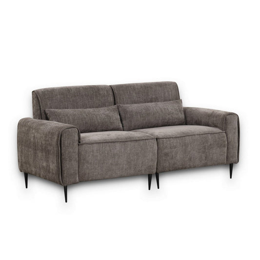 Tiu 74 Inch Sofa with 2 Lumbar Pillows, Gray Chenille, Metal, Solid Wood By Casagear Home