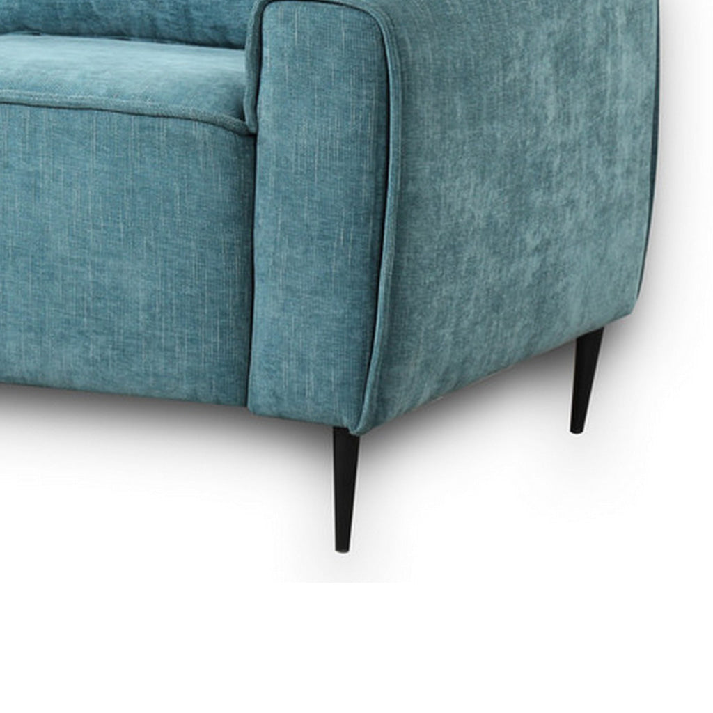 Tiu 62 Inch Loveseat with 2 Lumbar Pillows Blue Chenille Solid Wood By Casagear Home BM314864