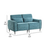 Tiu 62 Inch Loveseat with 2 Lumbar Pillows Blue Chenille Solid Wood By Casagear Home BM314864