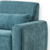 Tiu 39 Inch Accent Chair Lumbar Pillow Blue Chenille Metal Solid Wood By Casagear Home BM314866