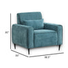 Tiu 39 Inch Accent Chair Lumbar Pillow Blue Chenille Metal Solid Wood By Casagear Home BM314866