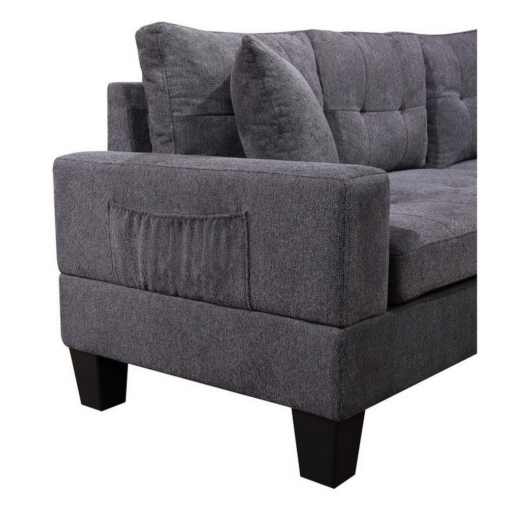 Sce 102 Inch Gray Reversible Sectional Sofa with Ottoman Table Pillows By Casagear Home BM314868