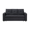 Ian 73 Inch Sleeper Sofa Tufted Seats Soft Black Linen Solid Wood By Casagear Home BM314869