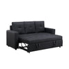 Ian 73 Inch Sleeper Sofa Tufted Seats Soft Black Linen Solid Wood By Casagear Home BM314869