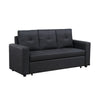 Ian 73 Inch Sleeper Sofa, Tufted Seats, Soft Black Linen, Solid Wood  By Casagear Home