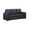 Ian 73 Inch Sleeper Sofa Tufted Seats Black Faux Leather Solid Wood By Casagear Home BM314870