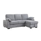 Ken 91 Inch Sectional Sofa, Drop Table, Storage Chaise, Light Gray Chenille By Casagear Home