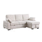 Ken 91 Inch Sectional Sofa, Drop Table, Storage Chaise, Soft Beige Chenille By Casagear Home