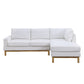 Nia 93 Inch Sectional Sofa with Chaise White Sherpa Upholstery Solid Wood By Casagear Home BM314875