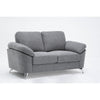 Nel 64 Inch Loveseat with Soft Gray Linen, Chrome Metal Legs, Solid Wood By Casagear Home