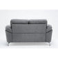 Nel 64 Inch Loveseat with Soft Gray Linen Chrome Metal Legs Solid Wood By Casagear Home BM314878