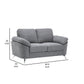 Nel 64 Inch Loveseat with Soft Gray Linen Chrome Metal Legs Solid Wood By Casagear Home BM314878