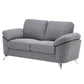 Nel 2 Piece Sofa and Loveseat Set Soft Gray Linen Chrome Solid Wood By Casagear Home BM314880