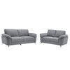 Nel 2 Piece Sofa and Loveseat Set Soft Gray Linen Chrome Solid Wood By Casagear Home BM314880