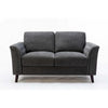 Sen 61 Inch Plush Loveseat with Tufted Arms Padded Gray Linen Solid Wood By Casagear Home BM314882