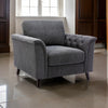 Sen 37 Inch Accent Sofa Chair, Tufted Arms, Padded, Gray Linen, Solid Wood By Casagear Home