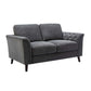 Sen 2 Piece Sofa and Loveseat Set Tufted Arms Gray Linen Solid Wood By Casagear Home BM314884