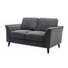 Sen 2 Piece Sofa and Loveseat Set Tufted Arms Gray Linen Solid Wood By Casagear Home BM314884