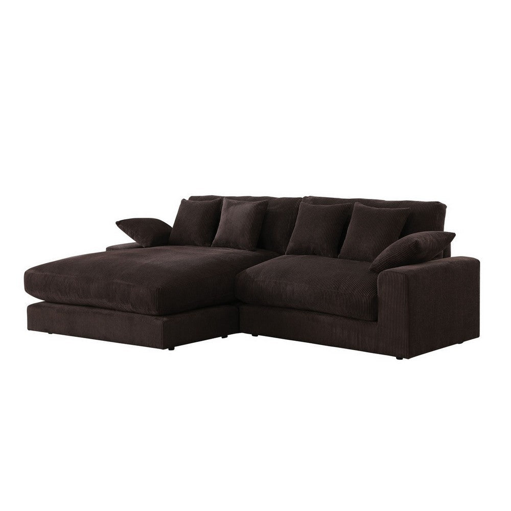 Sty 105 Inch Reversible Sectional Sofa Chaise Brown Corduroy Solid Wood By Casagear Home BM314885