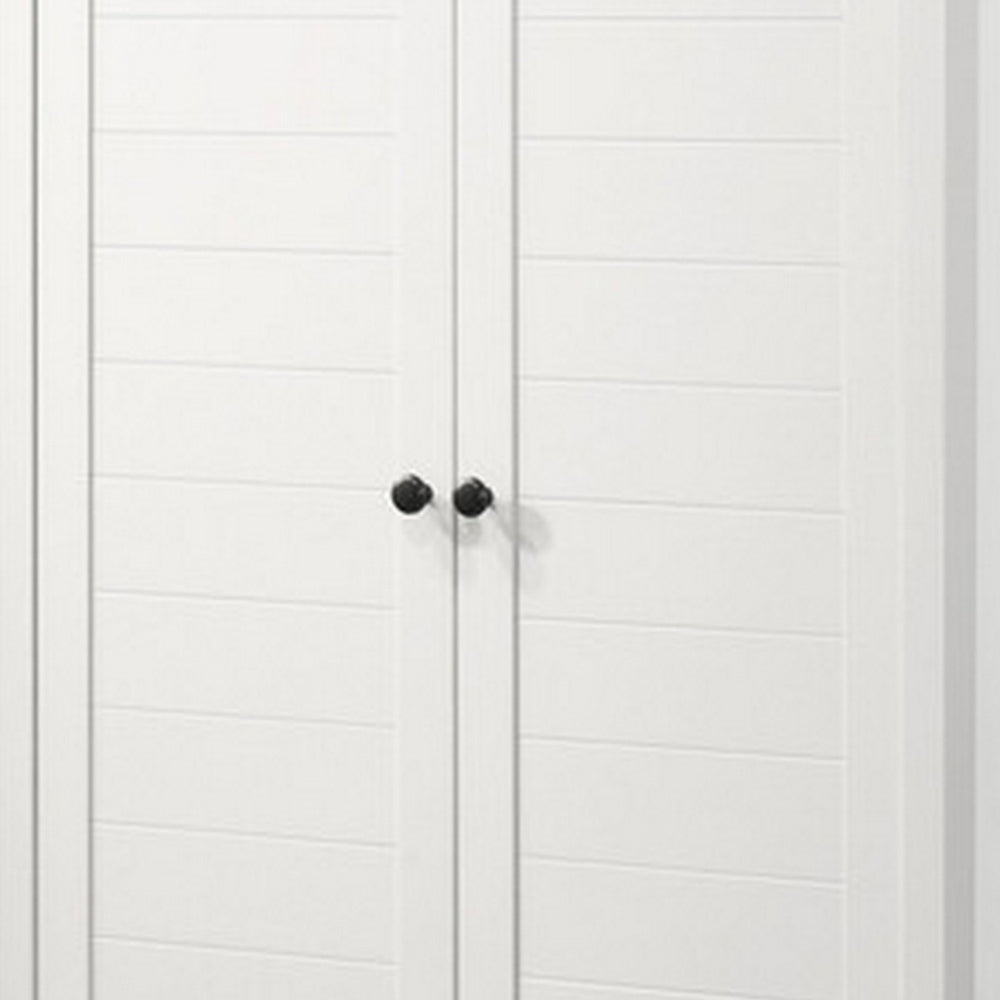 Aie 60 Inch Storage Cabinet Framed Slatted Panel Doors White Brown Wood By Casagear Home BM314887