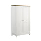 Aie 60 Inch Storage Cabinet, Framed Slatted Panel Doors, White, Brown Wood By Casagear Home