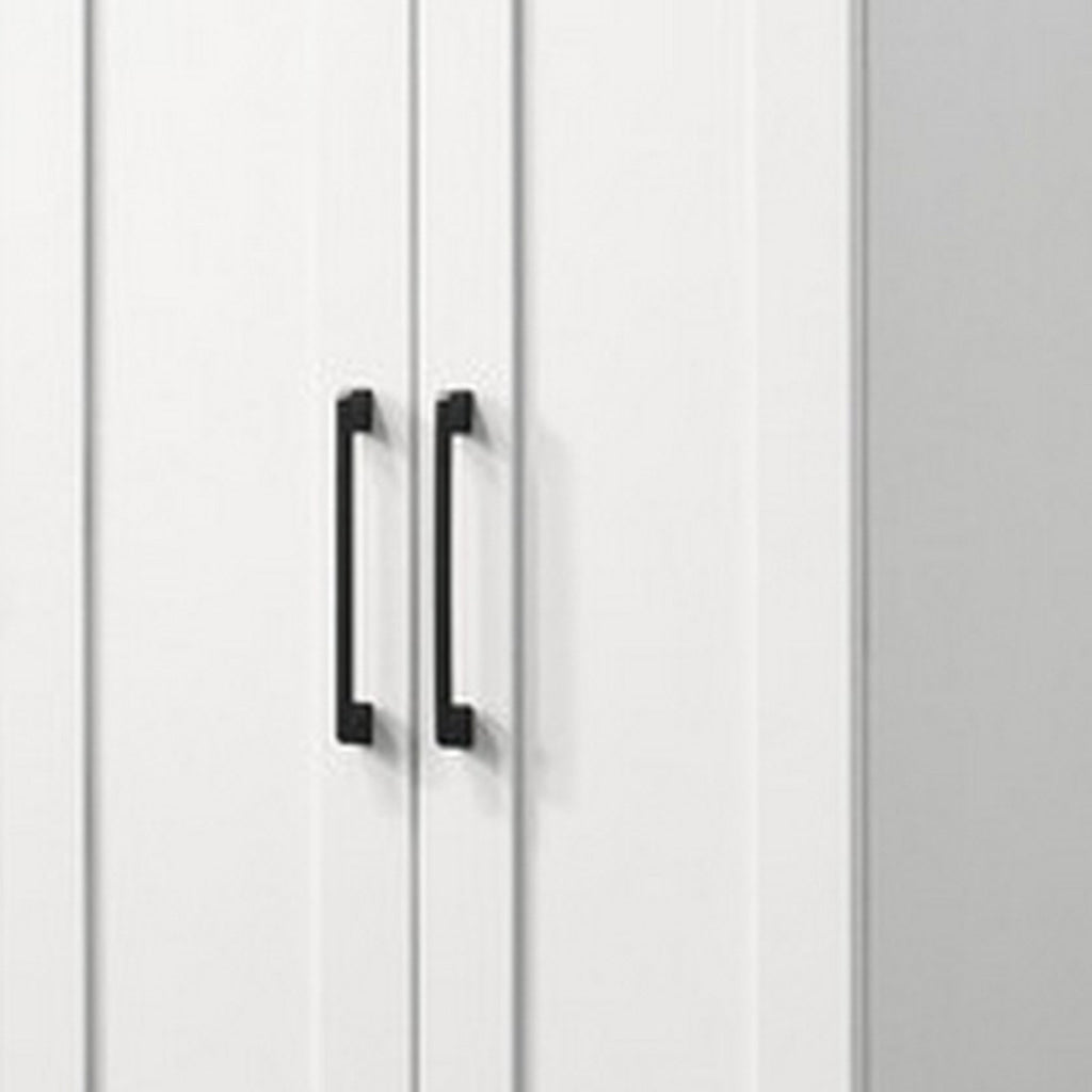 Lyn 71 Inch Storage Cabinet Wardrobe Framed Panel Doors White Solid Wood By Casagear Home BM314888