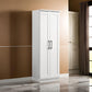 Lyn 71 Inch Storage Cabinet Wardrobe, Framed Panel Doors, White Solid Wood  By Casagear Home