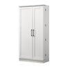 Coe 71 Inch Storage Cabinet Wardrobe with Swing Out Door White Solid Wood By Casagear Home BM314889