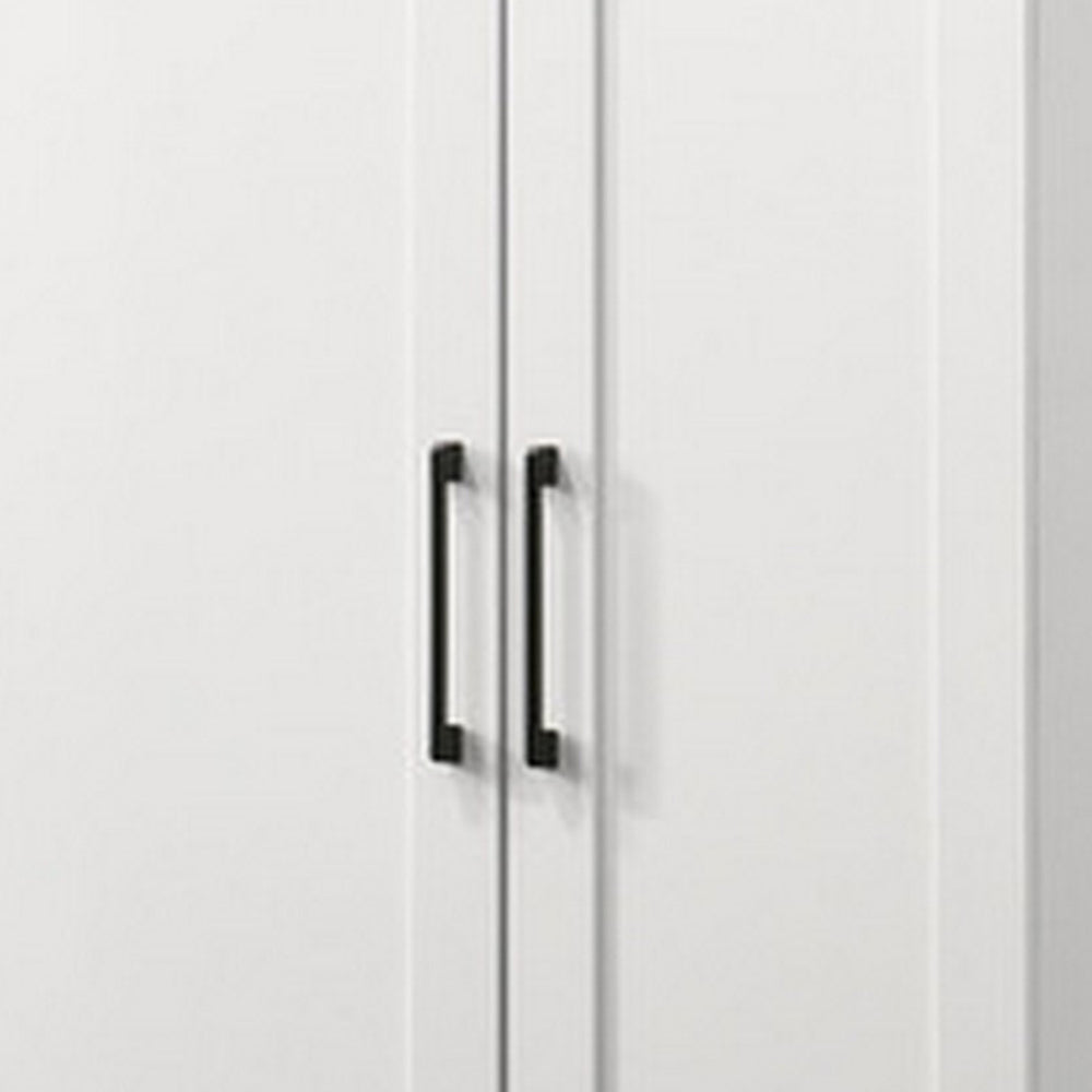 Coe 71 Inch Storage Cabinet Wardrobe with Swing Out Door White Solid Wood By Casagear Home BM314889