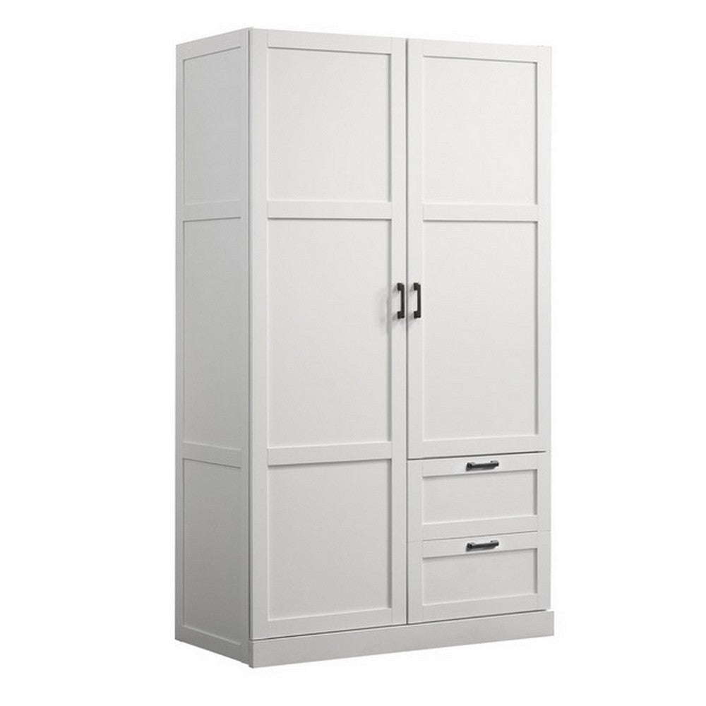 Bre 71 Inch Wardrobe Cabinet Armoire, Drawers, Hanging Rod, White Wood By Casagear Home