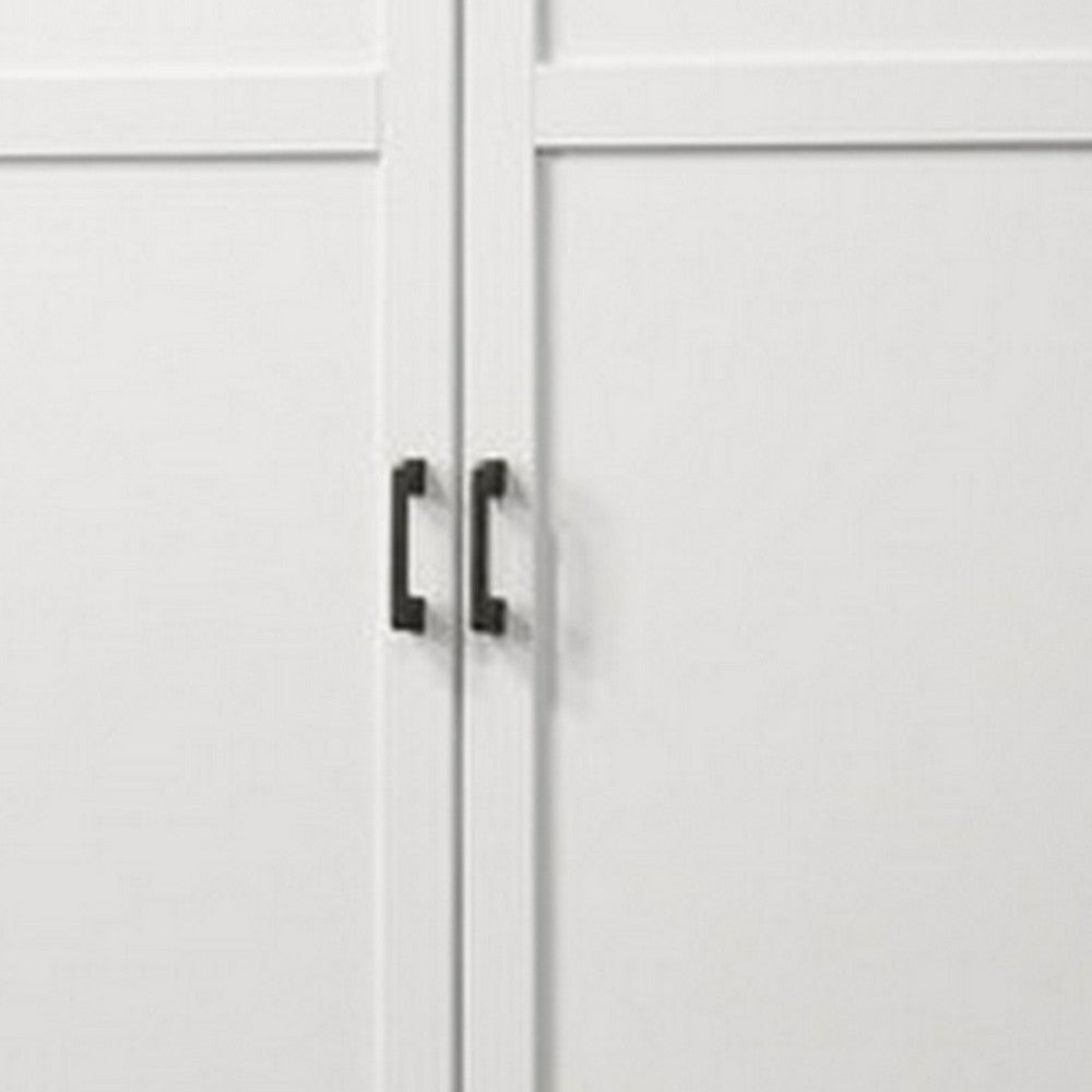 Bre 71 Inch Wardrobe Cabinet Armoire Drawers Hanging Rod White Wood By Casagear Home BM314890