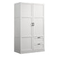 Bre 71 Inch Wardrobe Cabinet Armoire Drawers Hanging Rod White Wood By Casagear Home BM314890