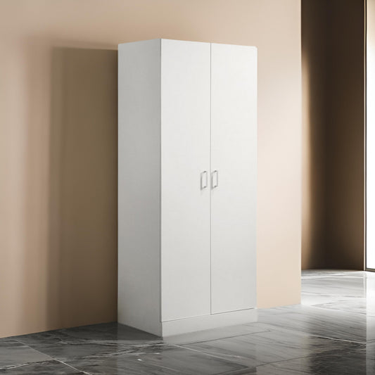 Cae 72 Inch Cabinet Armoire with Shelf, Hanging Rod, Double Door, White By Casagear Home