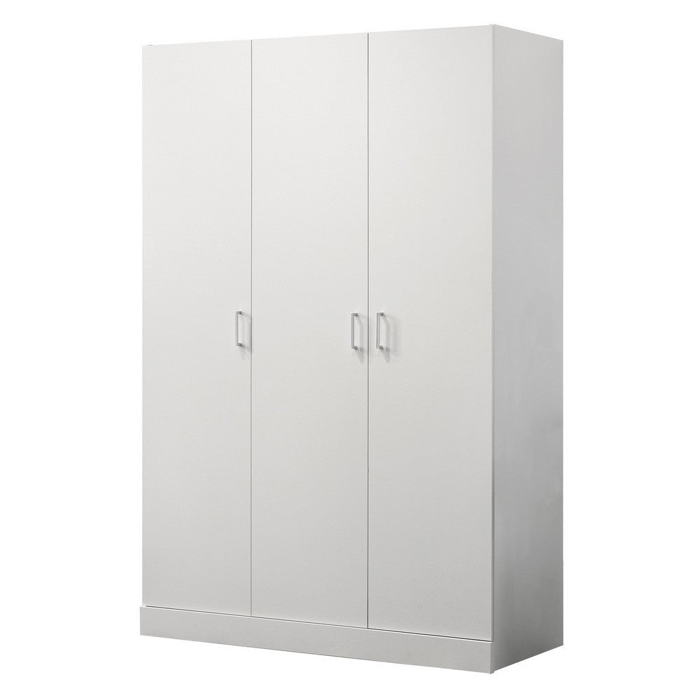 Clan 72 Inch Wardrobe Cabinet Armoire with Shelf Hanging Rod White Wood By Casagear Home BM314892