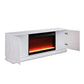 Lay 71 Inch TV Console with Fireplace Speaker LED Cabinets White Wood By Casagear Home BM314896