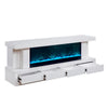 Cere 71 Inch TV Console with Fireplace and Speaker Drawers White Wood By Casagear Home BM314897