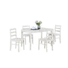 Lav 5 Piece Dining Table and 4 Chair Set Open Backs White Solid Wood By Casagear Home BM314899