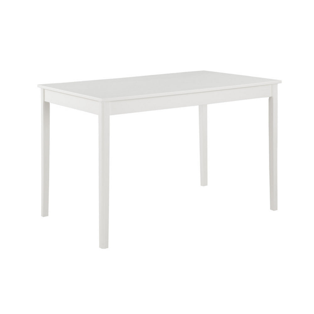 Lav 5 Piece Dining Table and 4 Chair Set Open Backs White Solid Wood By Casagear Home BM314899