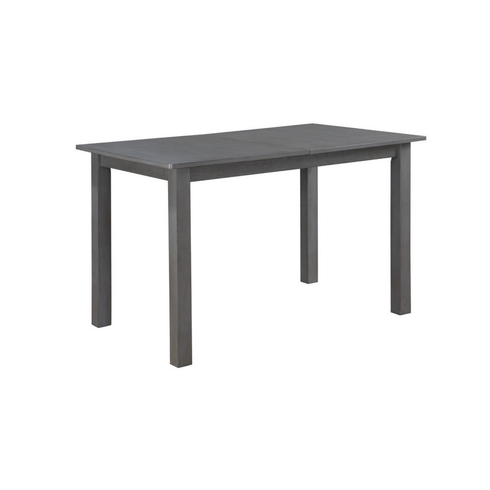 Lisle 48-60 Inch Extendable Dining Table, Rectangular Top, Gray Solid Wood By Casagear Home