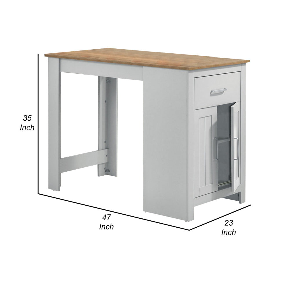 Lon 47 Inch Counter Height Kitchen Island Dining Table White Brown By Casagear Home BM314903