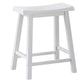 Lon 24 Inch Counter Height Stool Set of 2 Backless Saddle Seat White Wood By Casagear Home BM314904