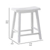 Lon 24 Inch Counter Height Stool Set of 2 Backless Saddle Seat White Wood By Casagear Home BM314904