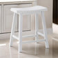 Lon 24 Inch Counter Height Stool Set of 2, Backless Saddle Seat, White Wood By Casagear Home