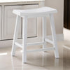 Lon 24 Inch Counter Height Stool Set of 2, Backless Saddle Seat, White Wood By Casagear Home